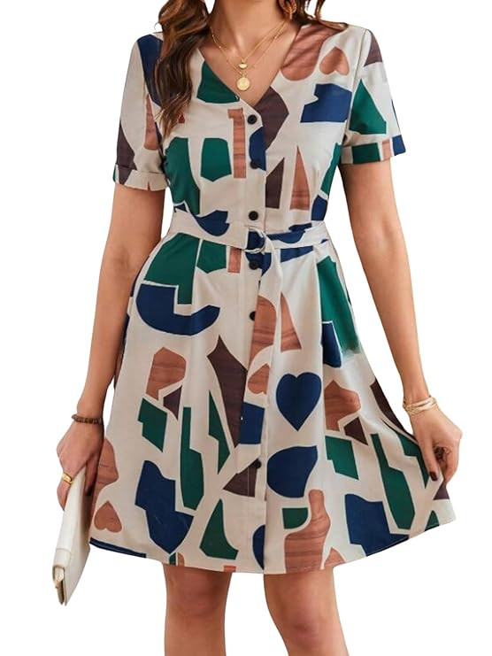 Leriya Fashion Summer Dress for Women | Short One Piece A-Line Midi Dress | Lightweight Vacation Wear & Daily Casual Outfit