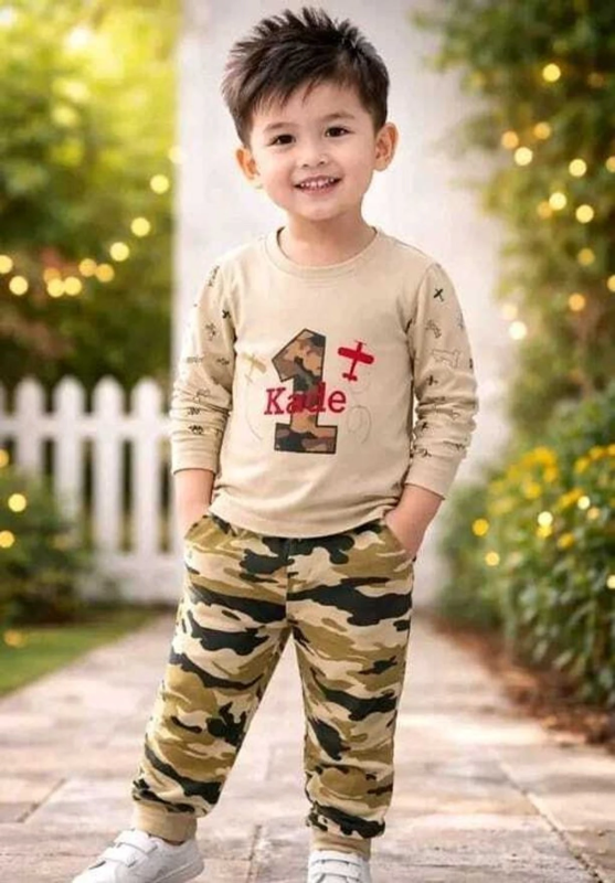 Boys & Girls Casual T-shirt Pant (Multicolor, Brown, Camouflage)