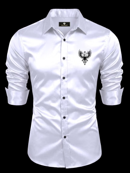 Satin Regular Fit Printed Full Sleeves Men's Casual Shirt - White ( Pack of 1 )