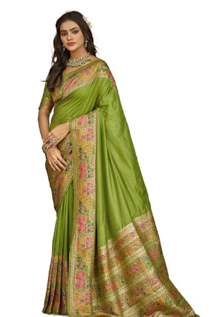 SWORNOF Women's Patola Silk Saree With Unstitched Boluse Piece (PISTA) SWORNOF Women's Patola Silk Saree With Unstitched Boluse Piece (PISTA) SWORNOF Women's Patola Silk Saree With Unstitched Boluse P