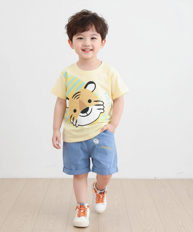 Baby Boys & Baby Girls Casual T-shirt Pant (Yellow, Blue)