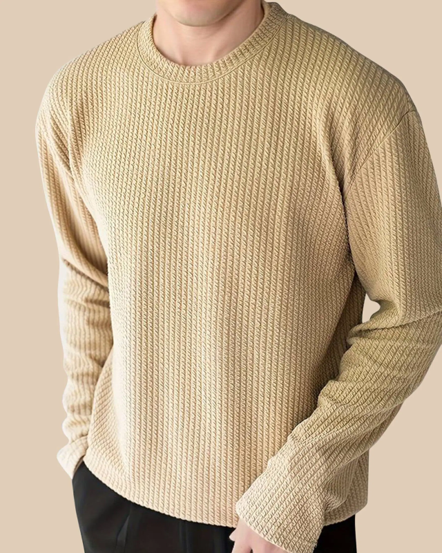 Blend Regular Fit Colorblock Full Sleeves Men's Round T-Shirt - Beige ( Pack of 1 )