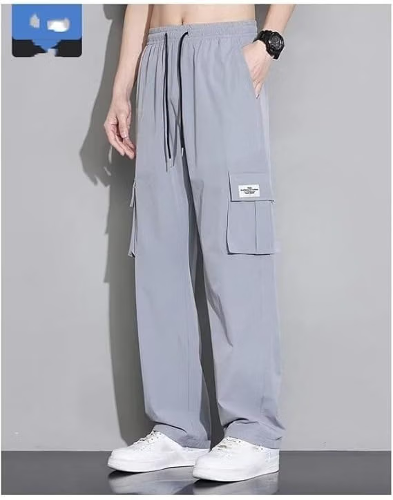 Grey Cotton Blend Men's Sports Trackpants
