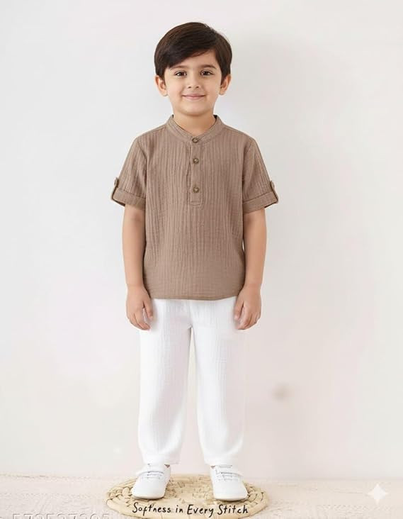 Stylish Boys Cotton Outfit Set Shirt with Pant Soft Casual Wear Dress for Kids