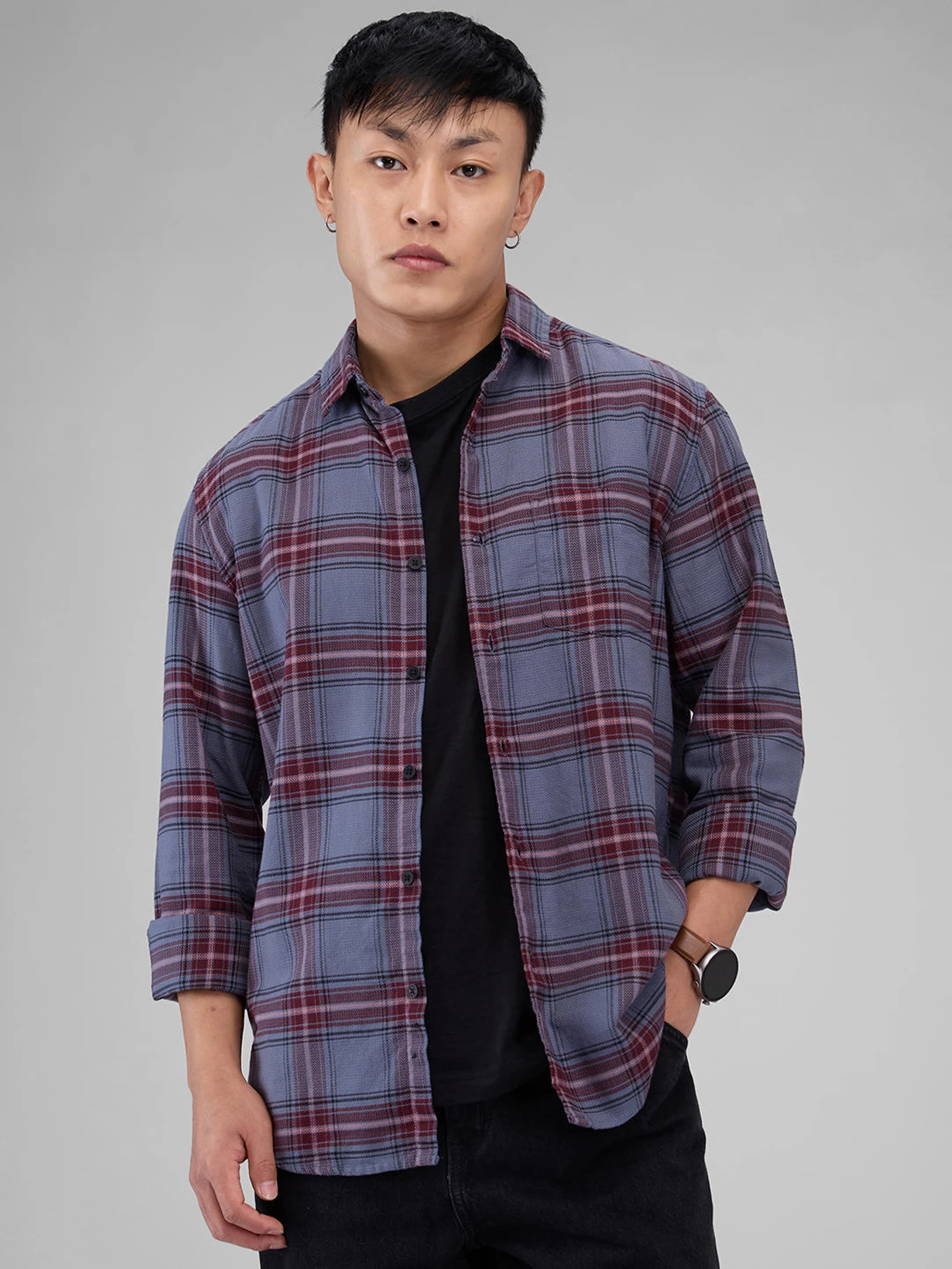 VASTRADO Men Regular Fit Checkered Casual Shirt