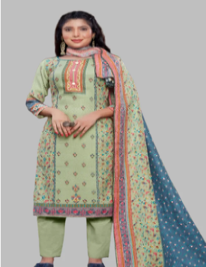 Branded SAFARI Kurti, Pant, Dupatta set in Baby Green Elavate looks.