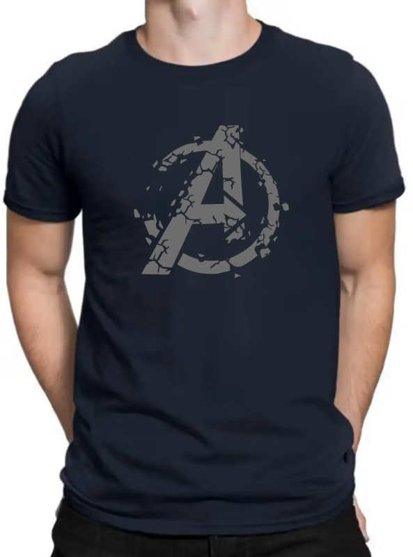 Men Polyester Regular Fit Printed T-Shirt ( Navy )