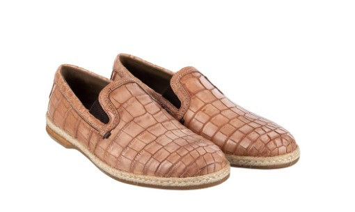 Beige Croc Print Loafers
