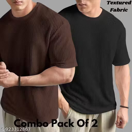 Popcorn Texture Cotton Blend Tees | Casual T-Shirt for Men | Trendy Loose Fit T-Shirt Combo