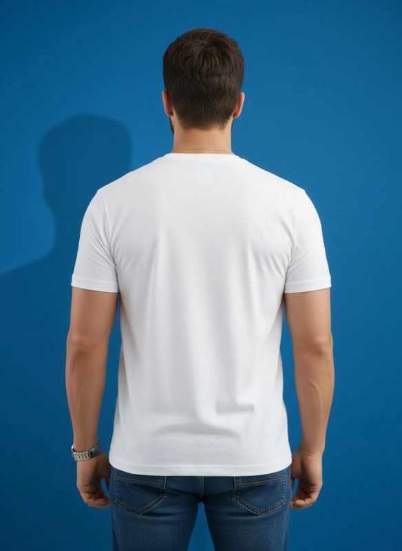 Men Solid Crew Neck Pure Cotton White T-Shirt