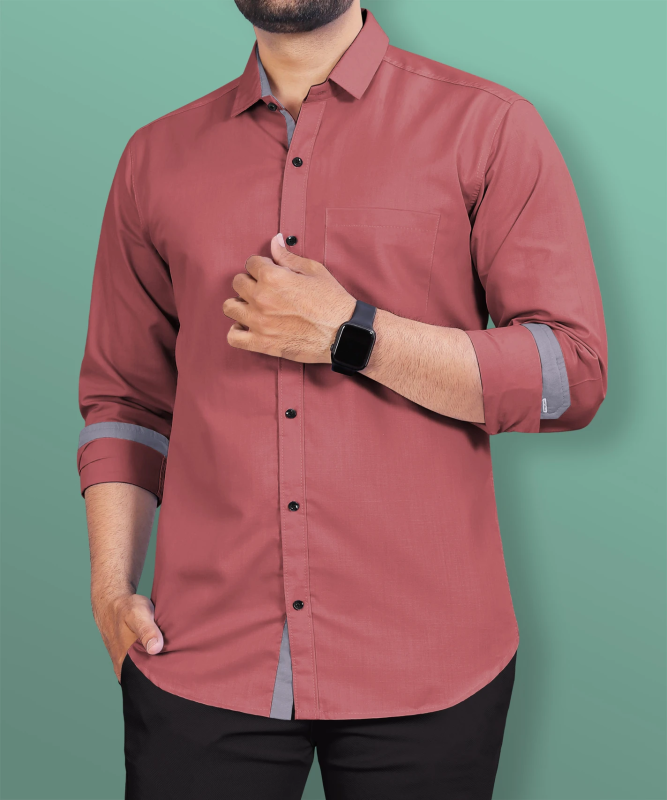 Men Regular Fit Solid Button Down Collar Formal Shirt