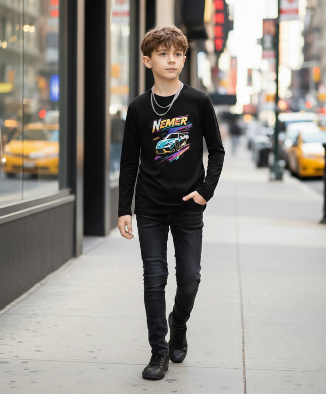 Boys Printed Pure Cotton Regular T Shirt (Black, Pack of 1)