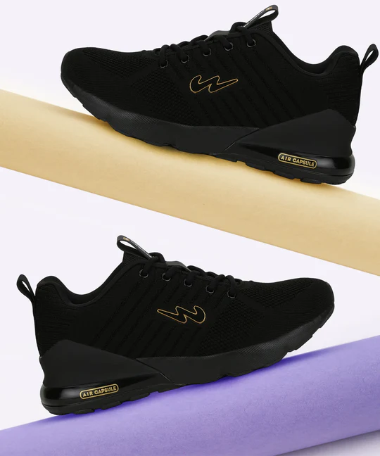 MIKE N Black Men's Running Shoes