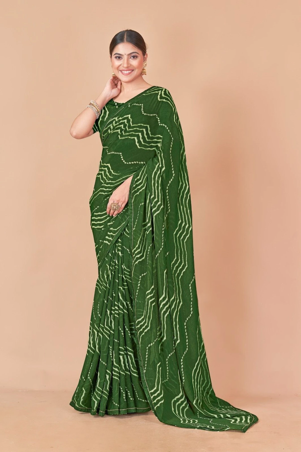 Nandita designer Printed Bandhani Chiffon Saree