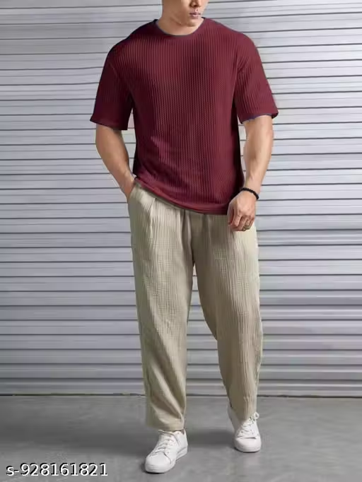Popcorn Texture Cotton Blend Tees | Casual T-Shirt for Men | Trendy Loose Fit T-Shirt Combo