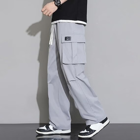 Grey Cotton Blend Men's Sports Trackpants