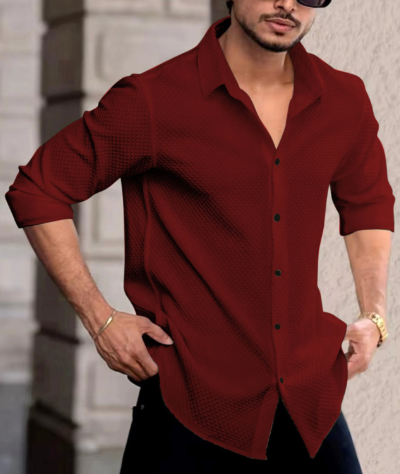 JACKBELLA Men Regular Fit Self Design Casual Shirt