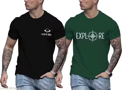 Men Tshirt(Pack of 2)|Men Printed Round neck Tshirt|Men Graphic print Tshirt