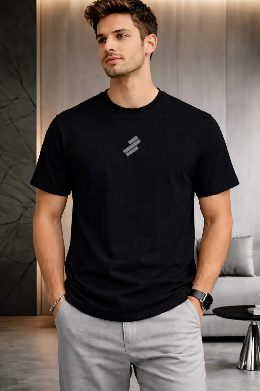ReguRUHZEEFA Men Cotton Blend Regular Fit Printed T-Shirt ( Black )lar Fit Solid Men's Jeans - Beige ( Pack of 1 )