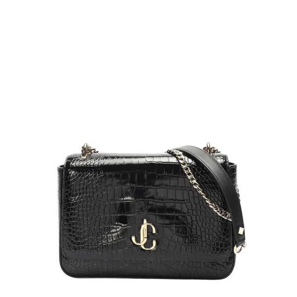 Jimmy Choo Varenne Croc-Embossed Chain Strap Clutch