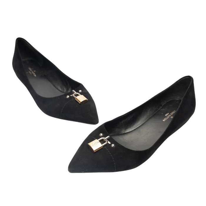 Louis Vuitton Black Suede Pointed Toe Ballet Flats
