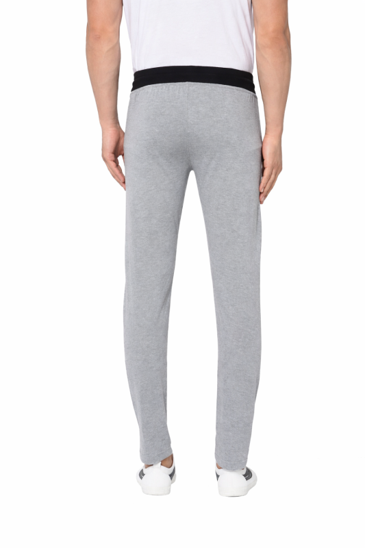 Men's Grey Cotton Printed Regular Track Pants