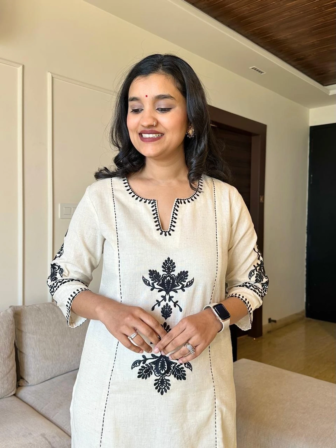 ELEPANTS Women Khadi Cotton Kurti Palazzo Set