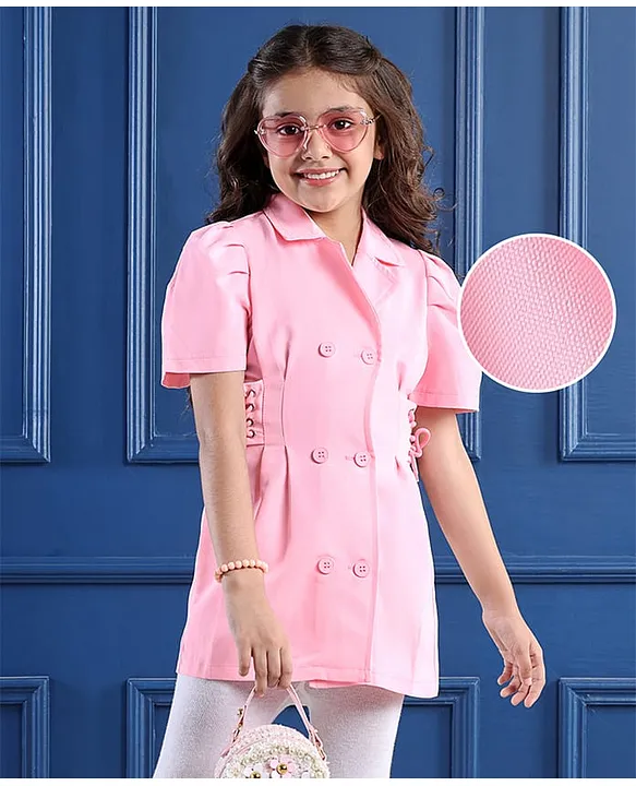 Mark & Mia Half Sleeves Solid Color Shirt Dress - Pink