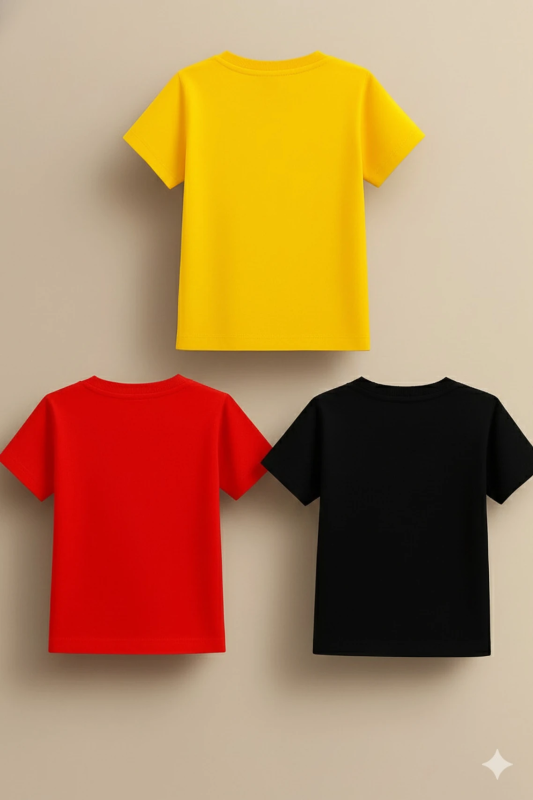 Boys Printed Pure Cotton Regular T Shirt (Multicolor, Pack of 3)