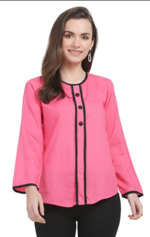 Women's Rayon Pink Solid Top