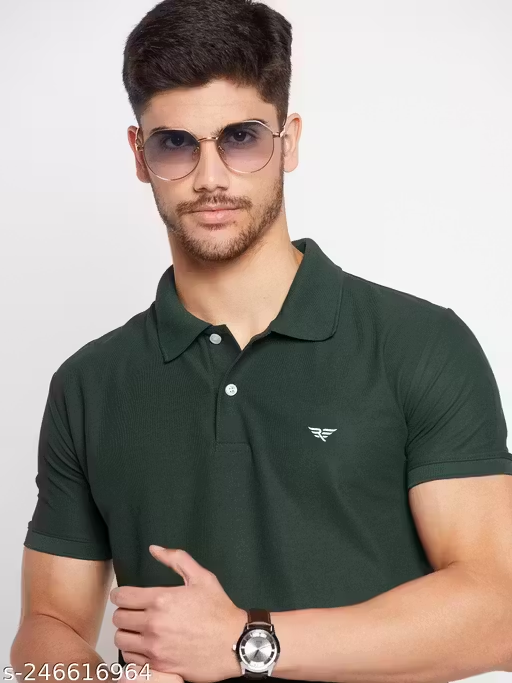 Men's Cotton Half Sleeves Solid Polo T-shirt