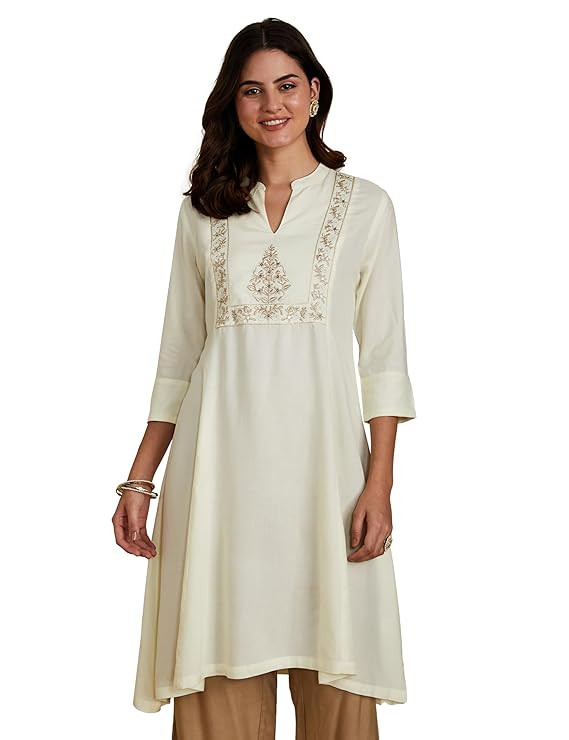 Myx Women's Embroidered A-line fit Kurta (Available in Plus Sizes)