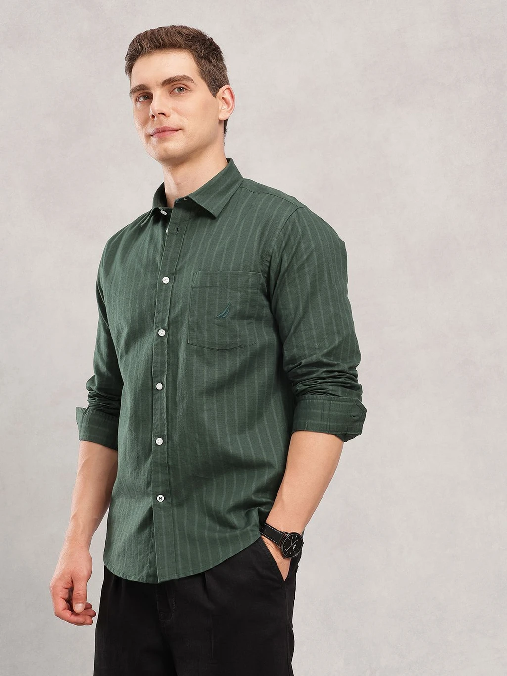 Men Slim Fit Striped Casual Shirt