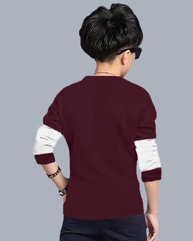 Boys Casual T-shirt Track Pants (MAROON_26)