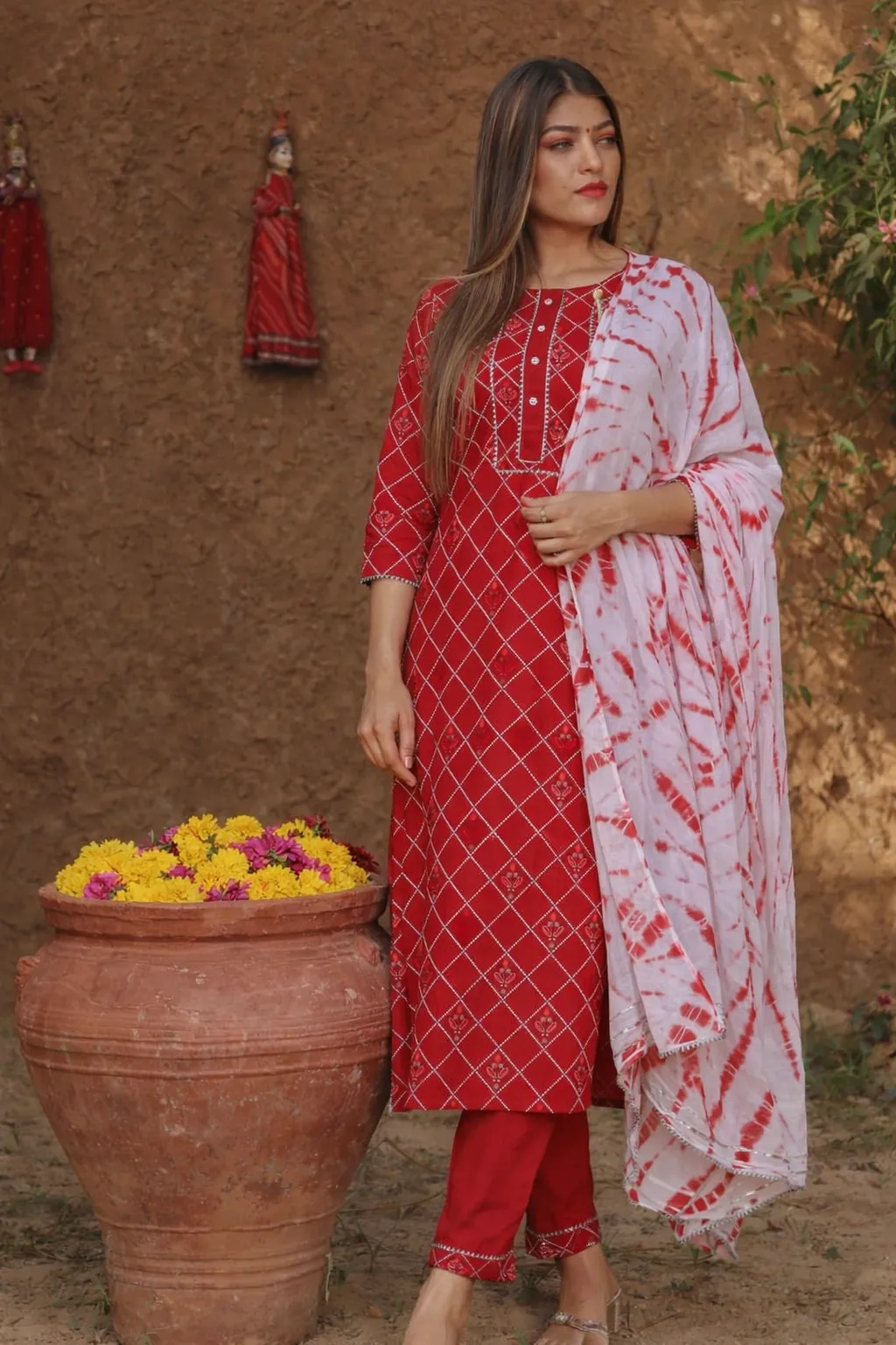 Straight Kurti set in Premium Rayon with pant and Duptta