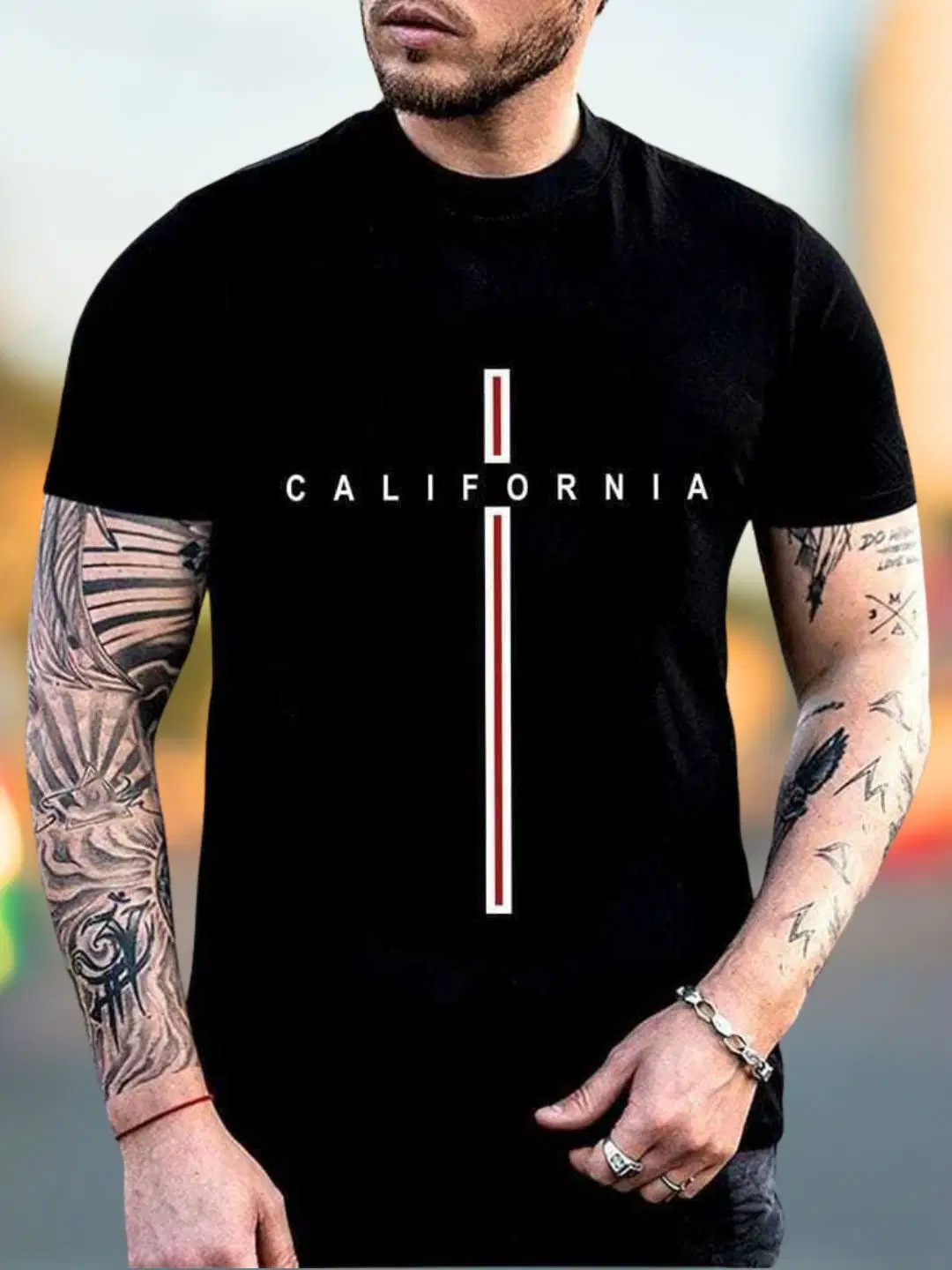 Cotton Blend Regular Fit Printed Half Sleeves Men's Round T-Shirt - Black ( Pack of 1 )