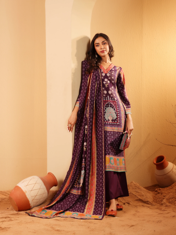 Women Chanderi Kurta Pant Dupatta Set