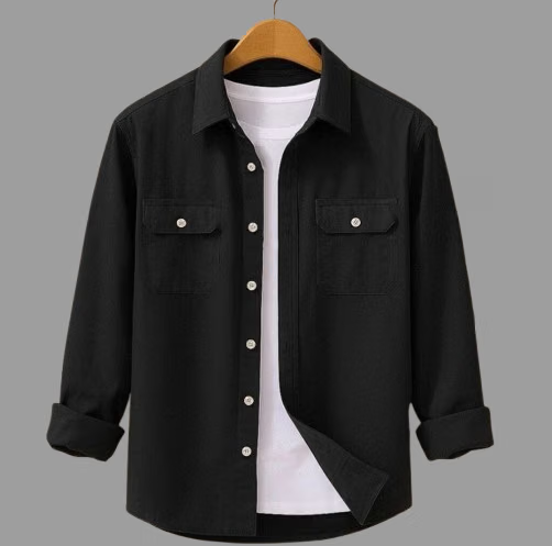 100% Cotton Regular Fit Self Design Full Sleeves Men's Casual Shirt - Black ( Pack of 1 )
