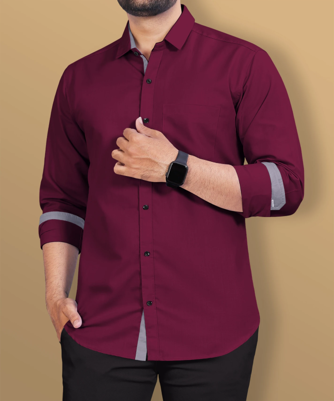 Men Regular Fit Solid Button Down Collar Formal Shirt