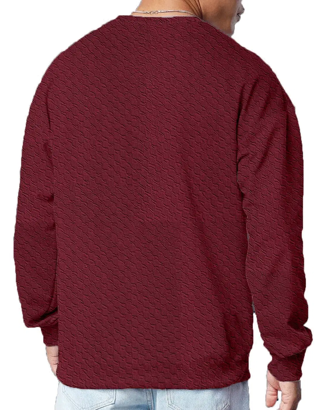 Polyester Regular Fit Self Design Full Sleeves Men's Round T-Shirt - Maroon ( Pack of 1 )
