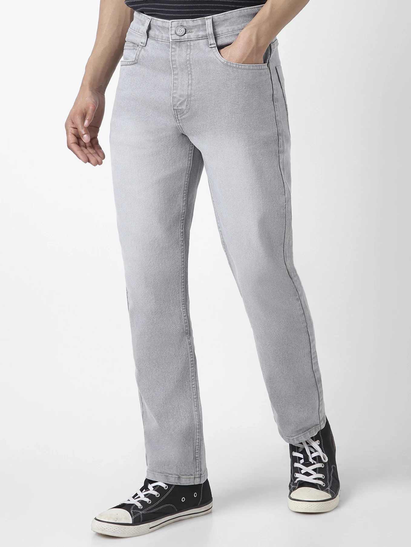 Urbano Fashion Men Straight Fit Mid Rise Grey Jeans