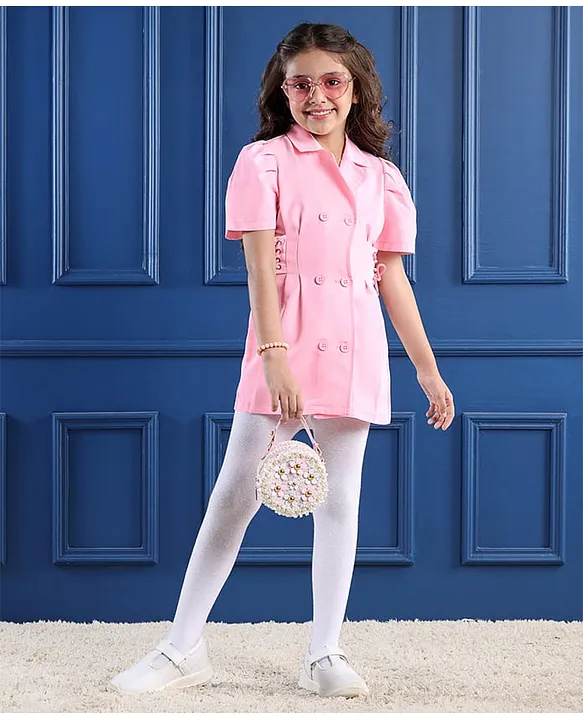 Mark & Mia Half Sleeves Solid Color Shirt Dress - Pink