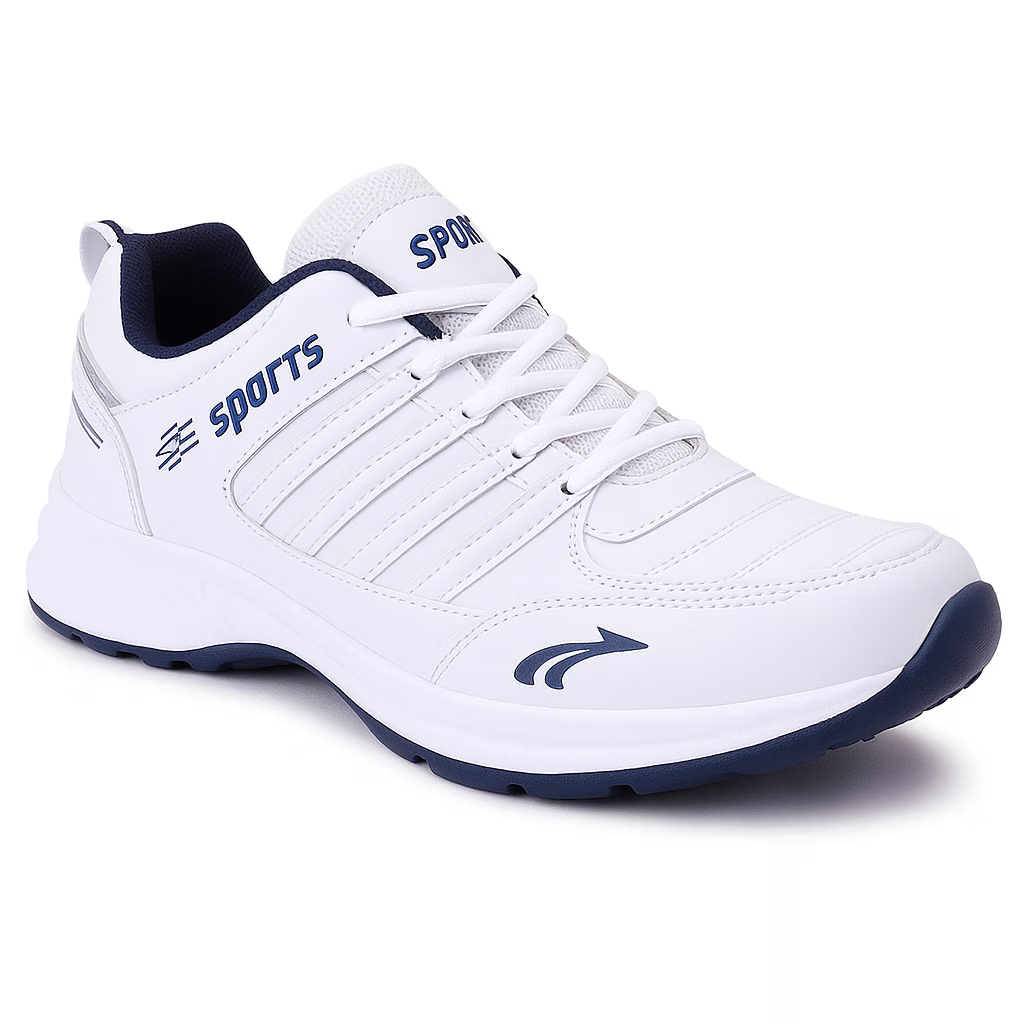 White White Men's Sports Running Shoes