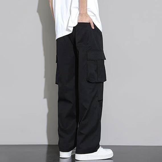 Black Cotton Blend Men's Sports Trackpants