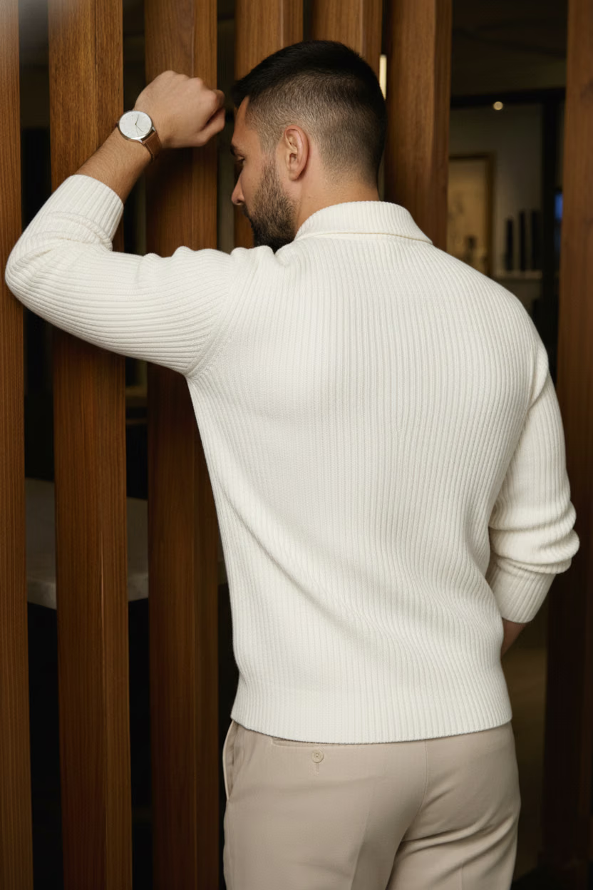 Men Cotton Blend Regular Fit Solid Polo T Shirt ( White )