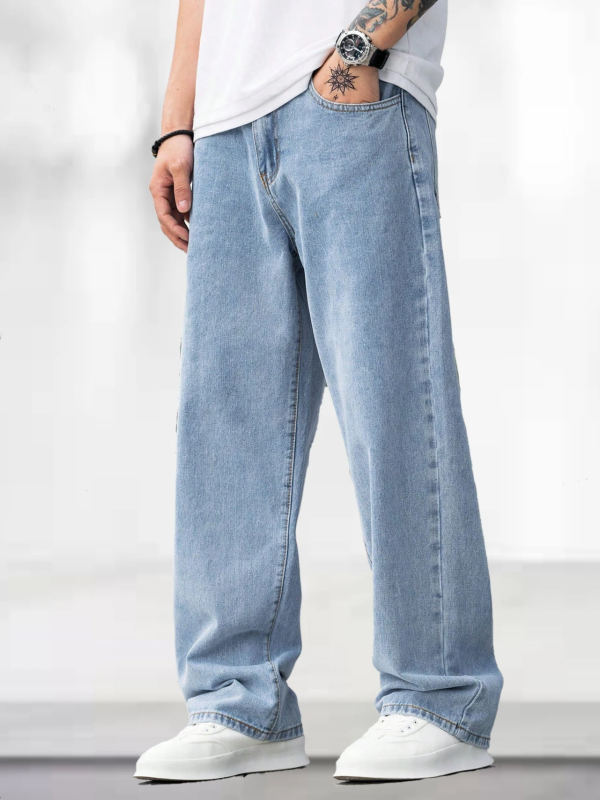 Loose Fit Mid Rise Light Blue Jeans