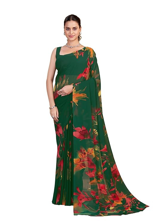 Garden Vareli Georgette Floral Printed Saree