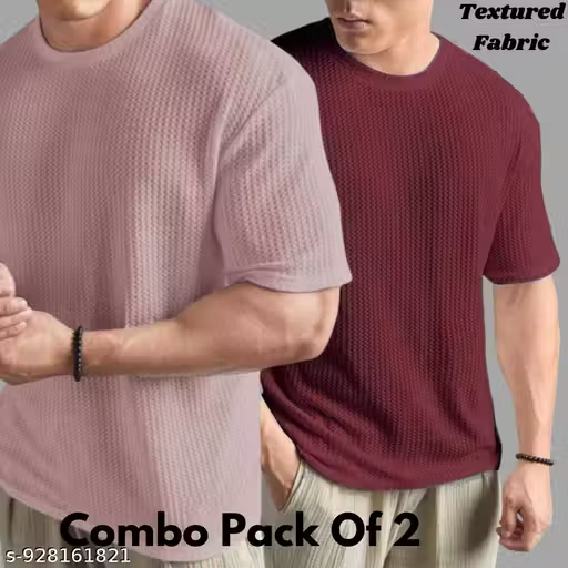 Popcorn Texture Cotton Blend Tees | Casual T-Shirt for Men | Trendy Loose Fit T-Shirt Combo