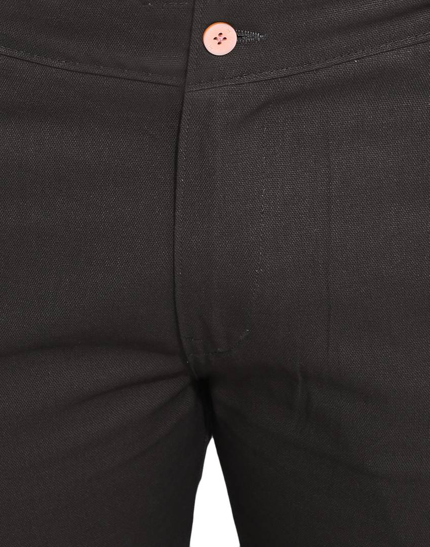 Men's Brown Cotton Solid Mid-Rise Casual Regular Fit Chinos