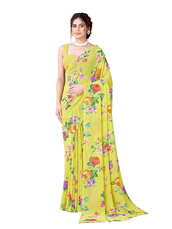 Garden Vareli Women Georgette All Over Floral Printed Saree